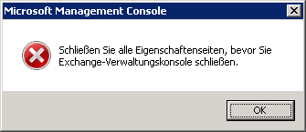 Exchange Verwaltungskonsole lässt sich nicht schließen