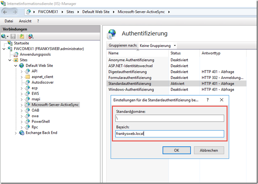 ActiveSync ohne Domain