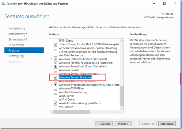 Windows Server-Sicherung