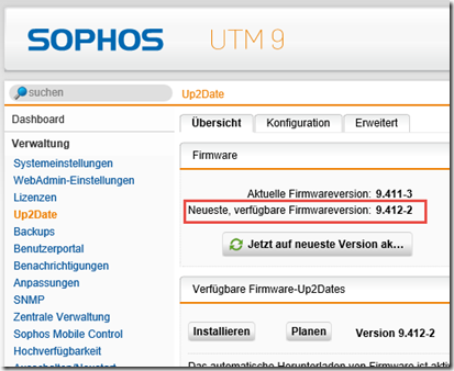 Sophos UTM Update