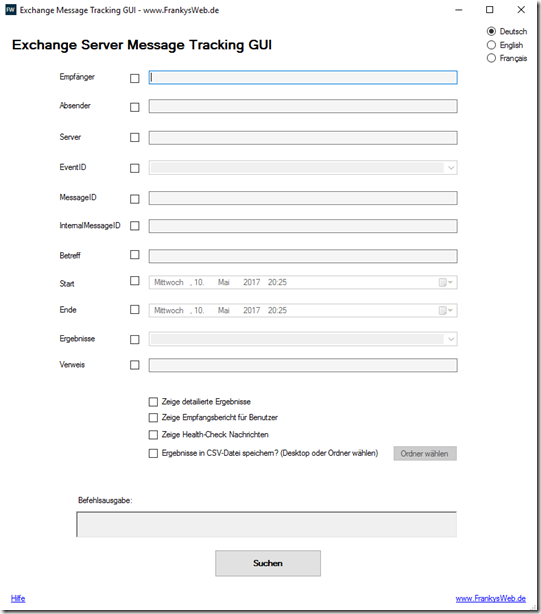 Message Tracking GUI
