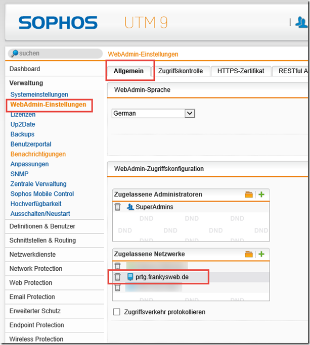 PRTG und Sophos UTM Webserver Protection (WAF)