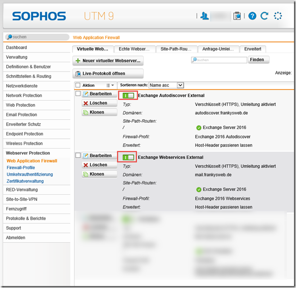 PRTG und Sophos UTM Webserver Protection (WAF)