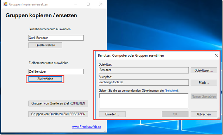 Active Directory Gruppen von Benutzer zu Benutzer kopieren