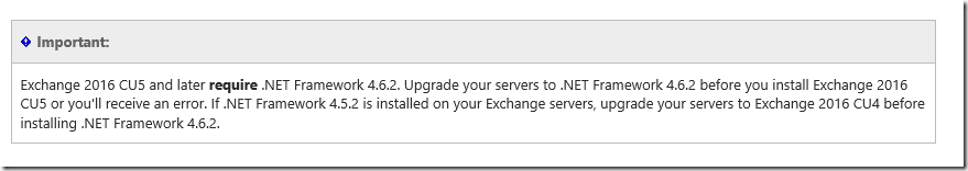 .NET Framework bei Exchange Updates berücksichtigen