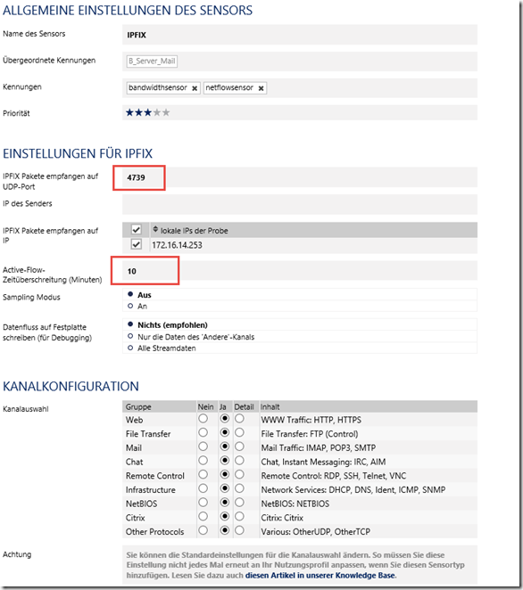 Sophos UTM und PRTG (IPFIX Sensor)