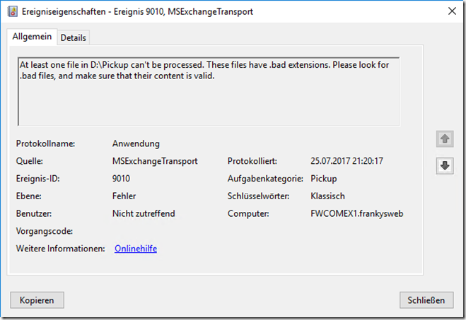 E-Mail PickUp Verzeichnis