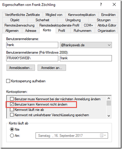 Passwortänderung via OWA funktioniert nicht