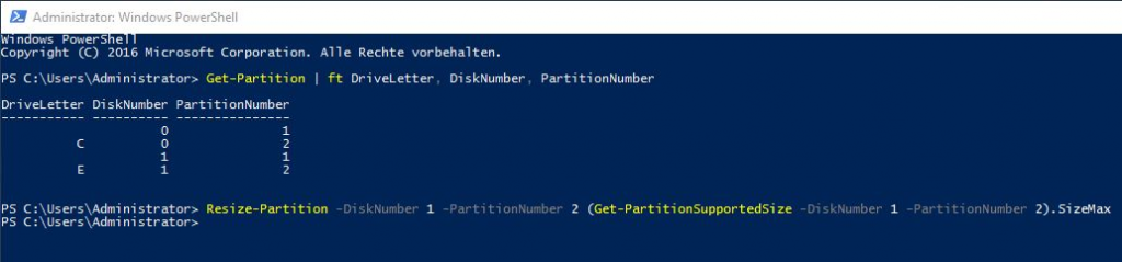 Partitionen per PowerShell erweitern