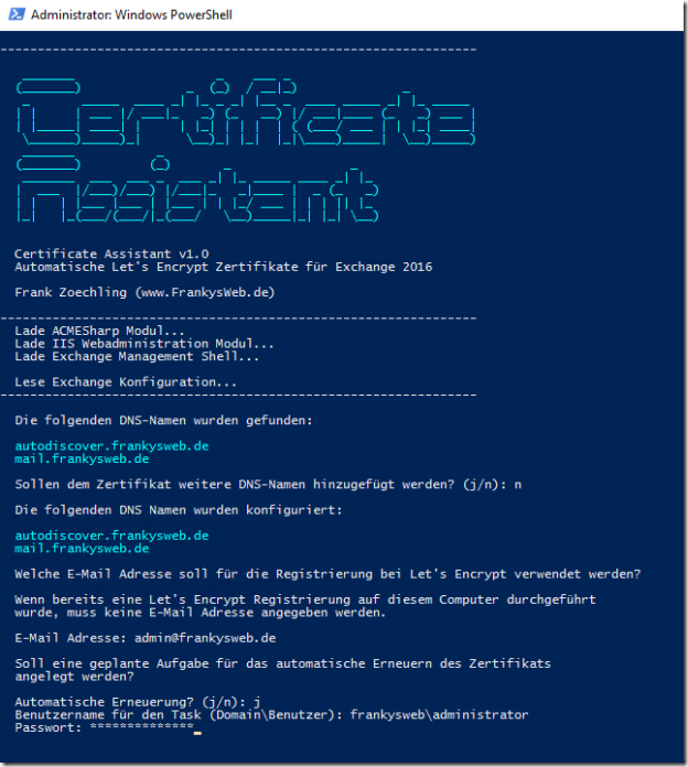 Neue Version des Exchange Zertifikatsassistent für Let’s Encrypt
