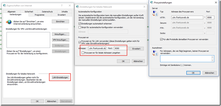 Internet Explorer Proxy Einstellungen
