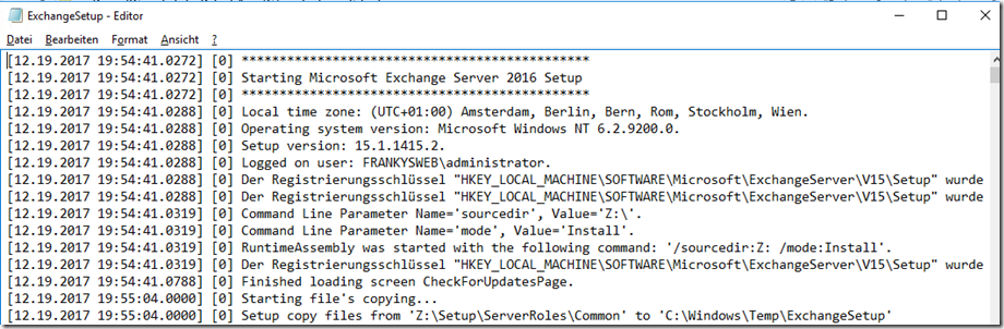 Installation Exchange 2016 CU8 auf Server 2016 Installation Exchange 2016 CU8 auf Server 2016