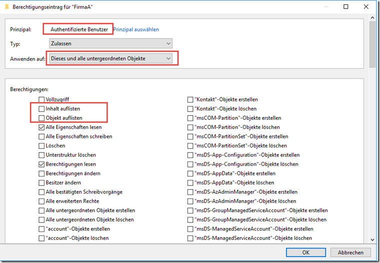 AD Berechtigungen