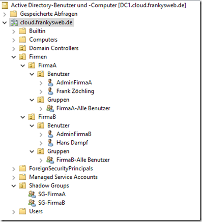 Mehrere Firmen teilen sich ein Active Directory