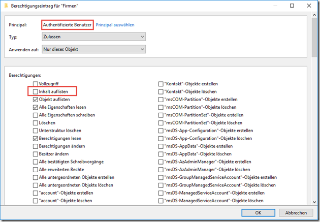 AD Berechtigungen