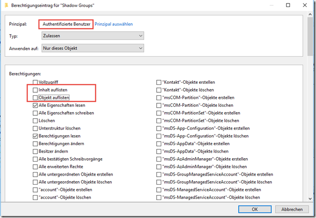 AD Berechtigungen
