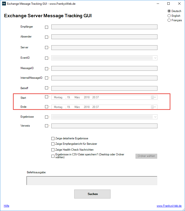 Message Tracking GUI