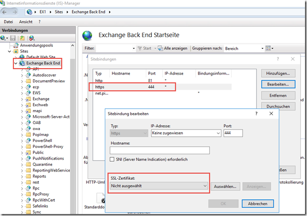 Backend Zertifikat neu erstellen