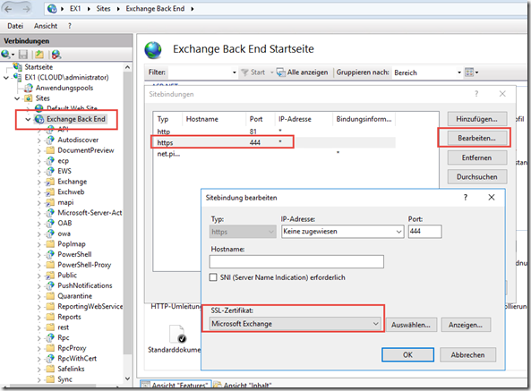 Backend Zertifikat neu erstellen