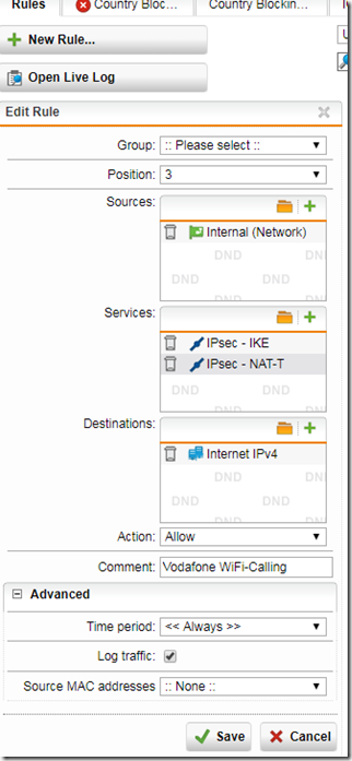 Vodafone WiFi-Calling mittels Sophos UTM 9