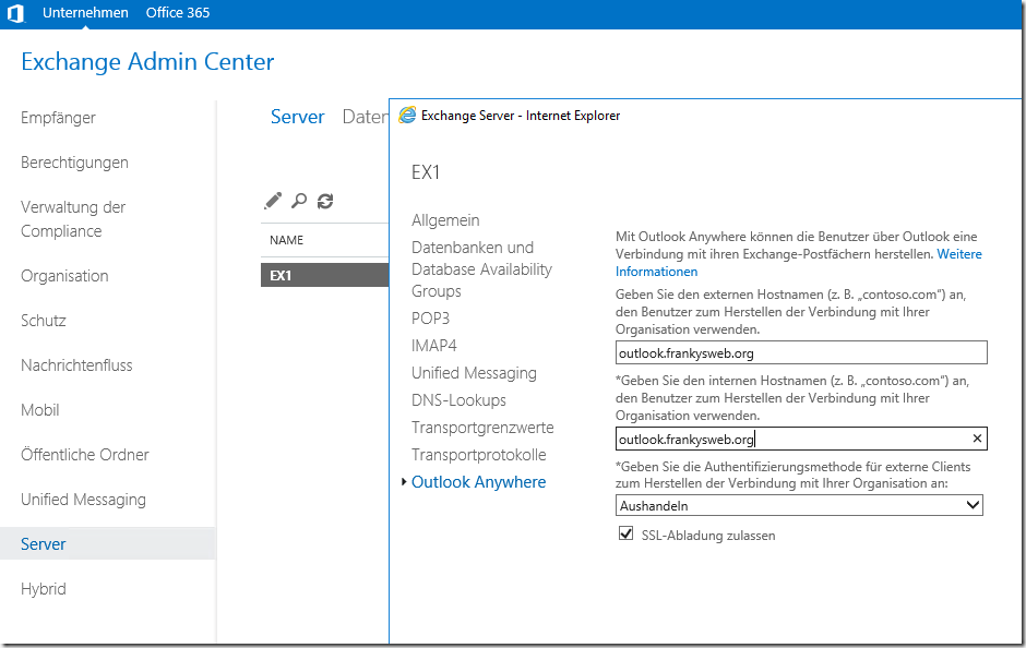 Exchange 2016: Hybrid Modus mit Office 365 (Teil 1)