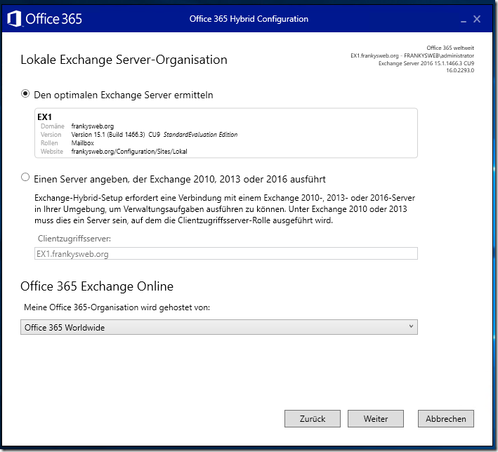 Exchange 2016: Hybrid Modus mit Office 365 (Teil 4)