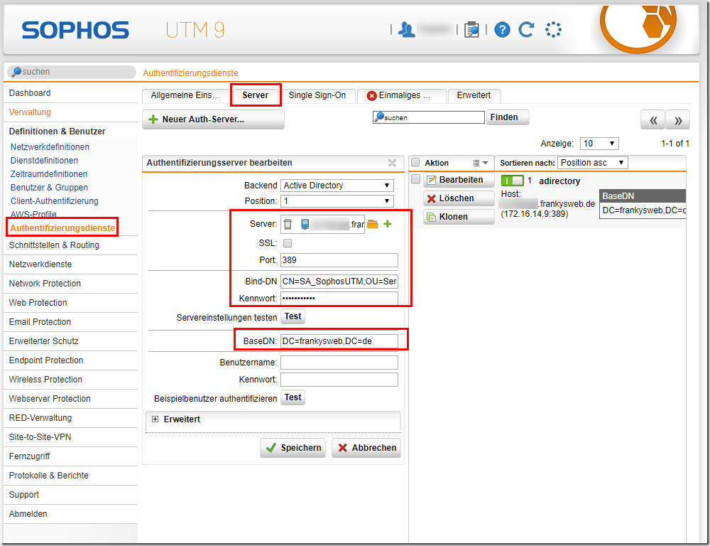 Sophos UTM: Konfiguration der Email Protection für Exchange