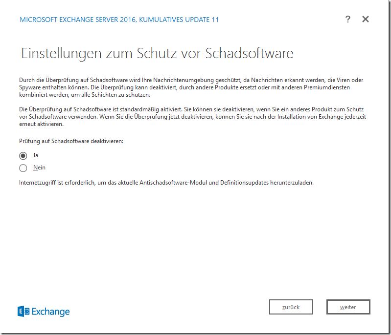 HowTo: Installation Exchange 2016 CU11 auf Server 2016