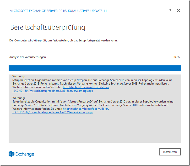 HowTo: Installation Exchange 2016 CU11 auf Server 2016