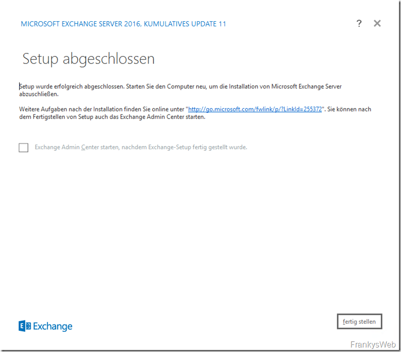 HowTo: Installation Exchange 2016 CU11 auf Server 2016