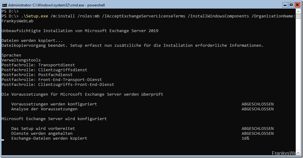 HowTo: Installation von Exchange 2019 auf Server 2019 Core