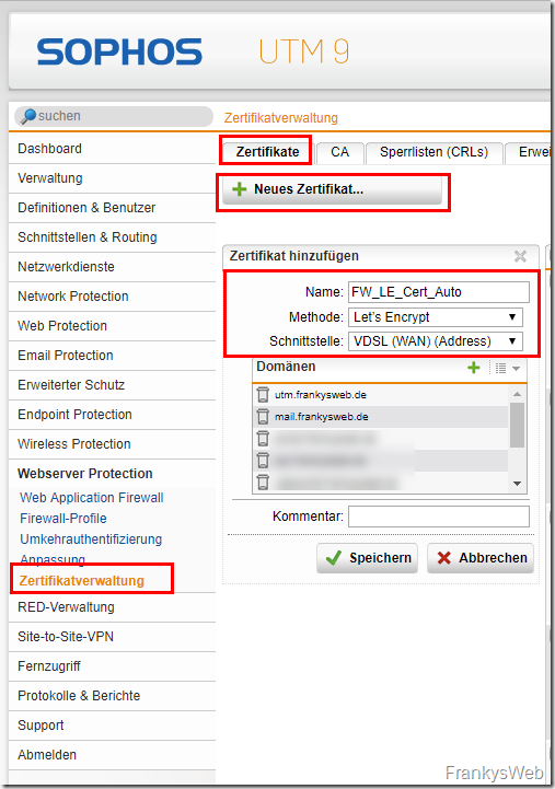 Sophos UTM 9.6: Kostenlose Let’s Encrypt Zertifikate