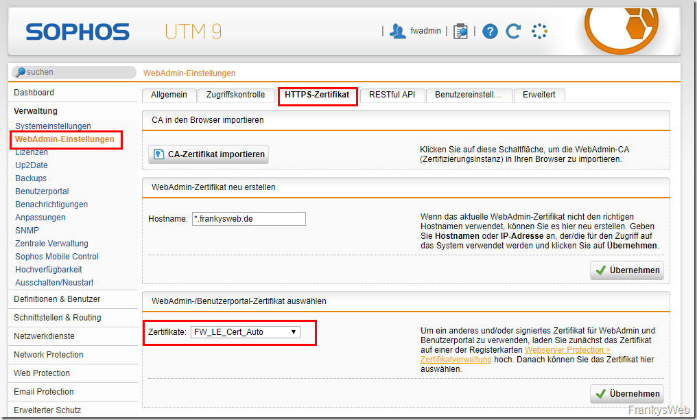 Sophos UTM 9.6: Kostenlose Let’s Encrypt Zertifikate