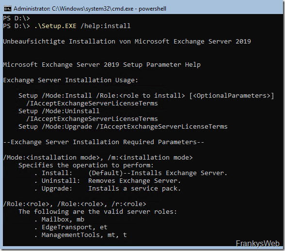 HowTo: Installation von Exchange 2019 auf Server 2019 Core