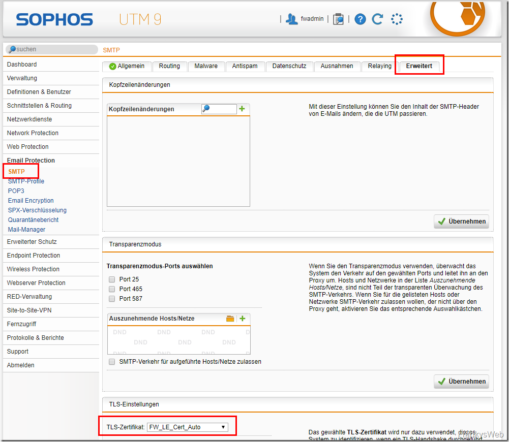 Sophos UTM 9.6: Kostenlose Let’s Encrypt Zertifikate