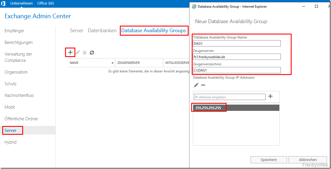 Exchange 2019: Database Availability Group (DAG)