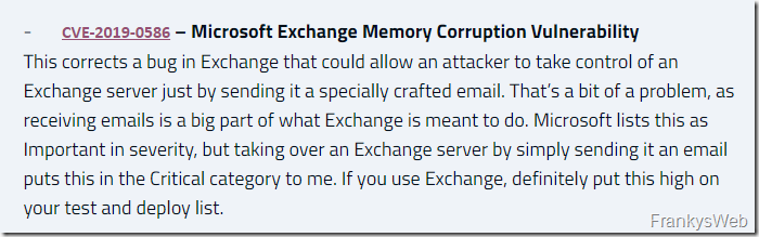 Sicherheitsupdate für Exchange Server 2016 / 2019 (Januar 2019)