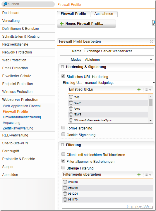 Sophos UTM 9.6: Let’s Encrypt, Webserver Protection und Exchange 2016/2019