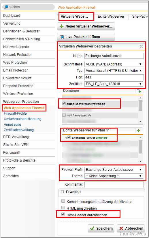 Sophos UTM 9.6: Let’s Encrypt, Webserver Protection und Exchange 2016/2019