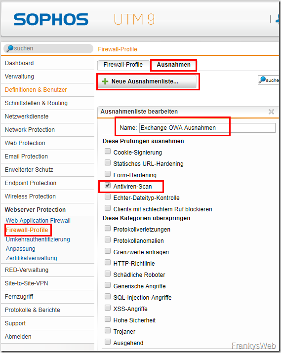 Sophos UTM 9.6: Let’s Encrypt, Webserver Protection und Exchange 2016/2019