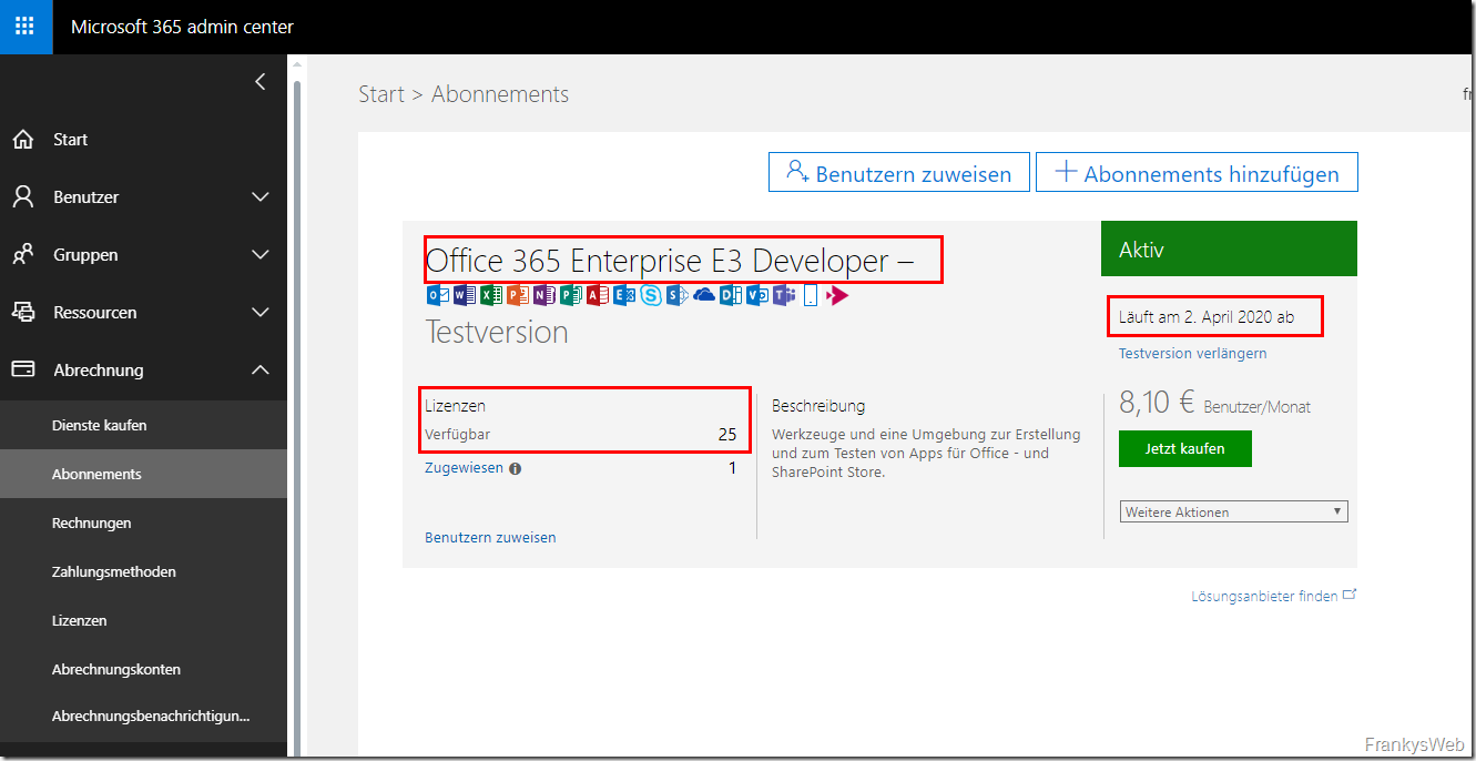 QuickTip: 25 Office 365 E3 (Developer) plans free of charge for development and testing