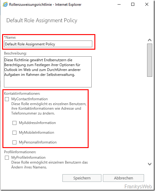 Exchange 2016: Verhindern das Benutzer ihr AD Konto verändern