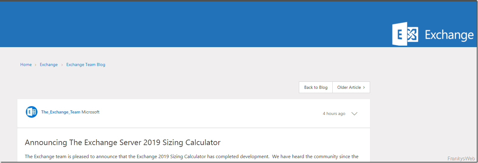 Exchange 2019 Sizing Calculator angekündigt