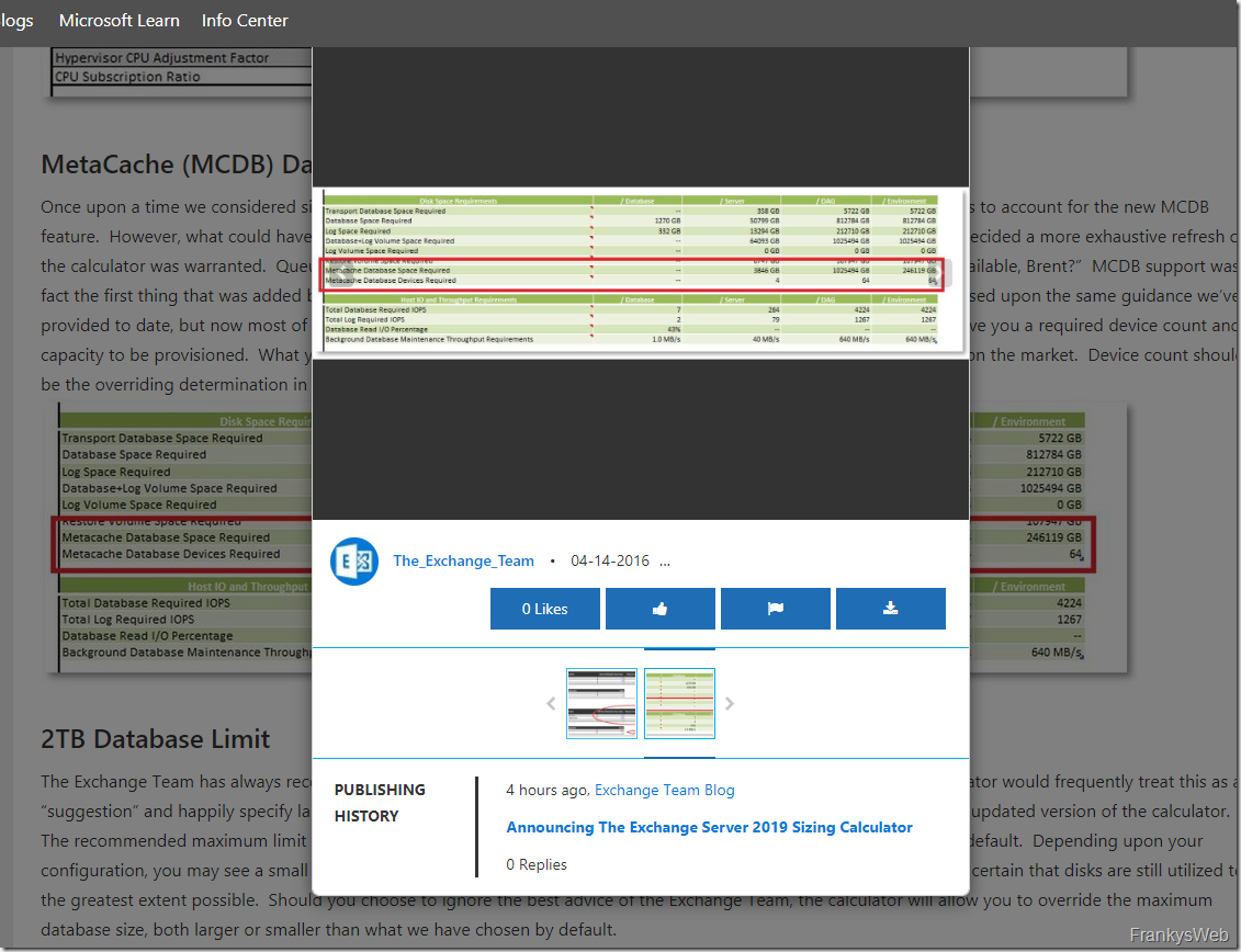 Exchange 2019 Sizing Calculator angekündigt