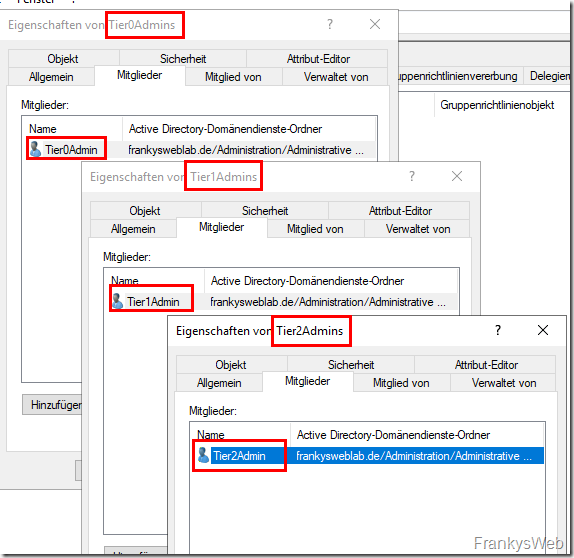 Gruppen und Admin Konten