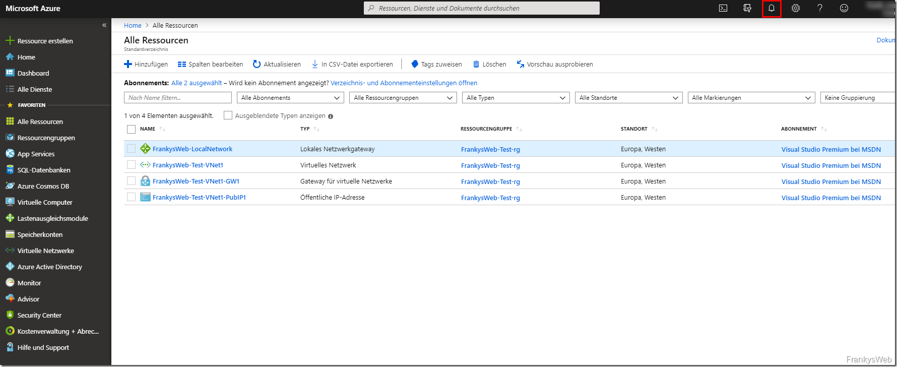 Azure lokales Netzwerkgateway