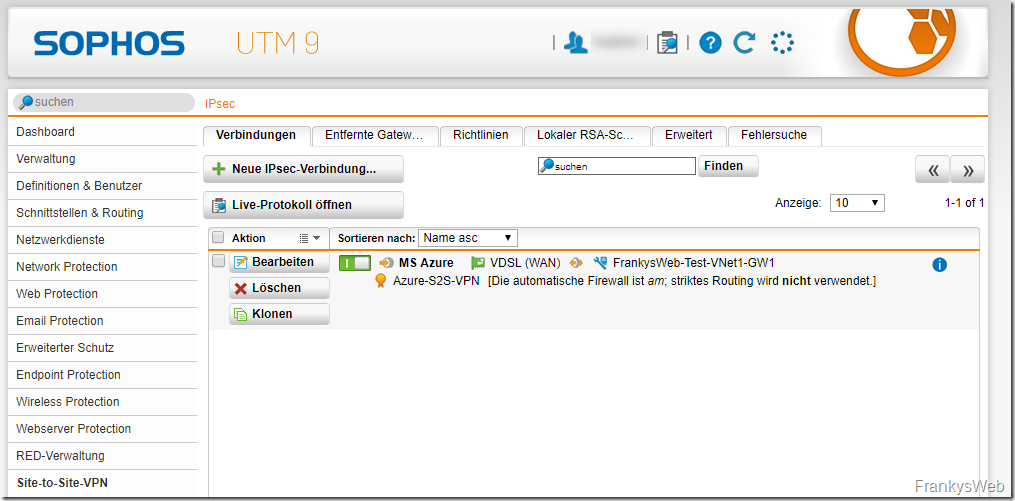 UTM IPsec Verbindung