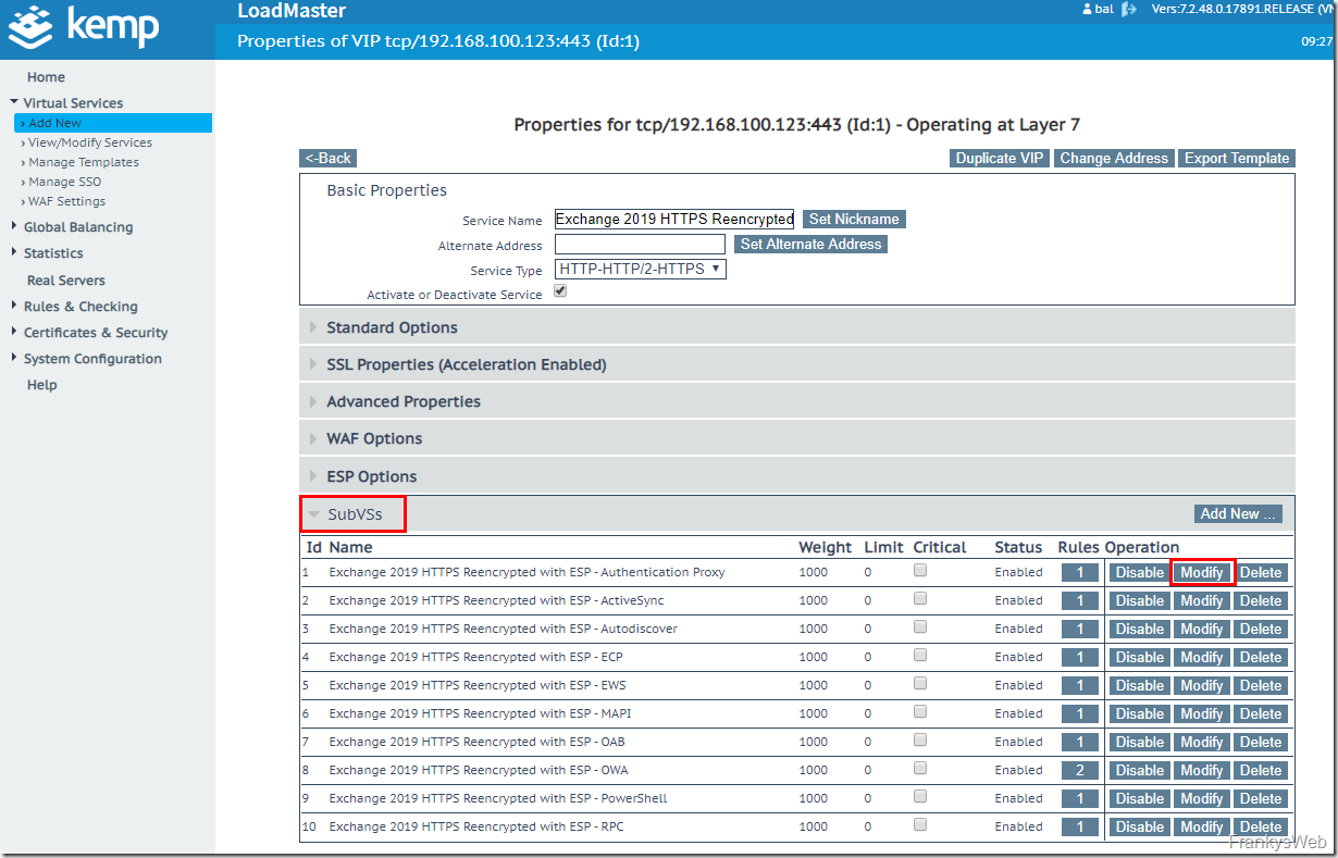 Howto: Exchange 2019 und Kemp Loadmaster mit ESP