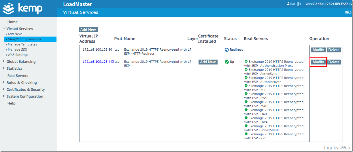 Howto: Exchange 2019 und Kemp Loadmaster mit ESP