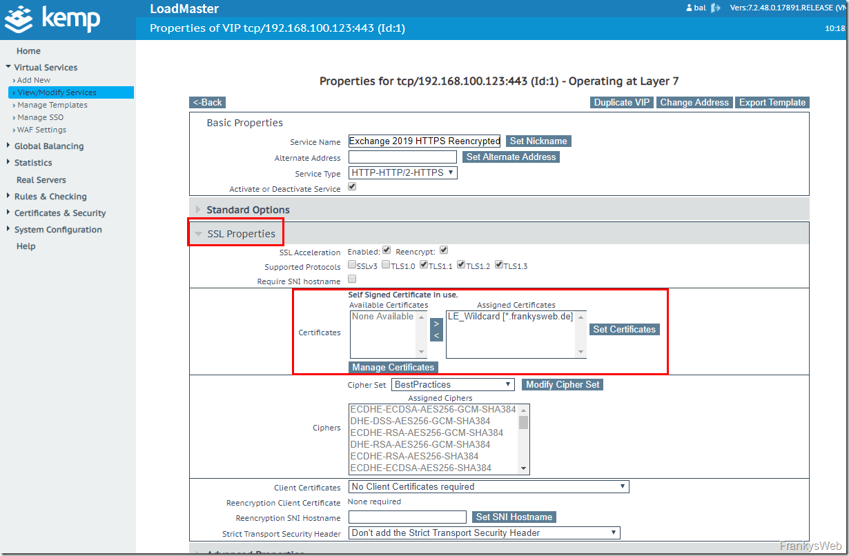 Howto: Exchange 2019 und Kemp Loadmaster mit ESP